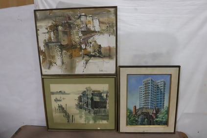 2 oil paintings, and one watercolor