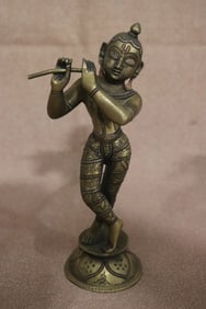 19th century South Asian bronze sculpture of deity