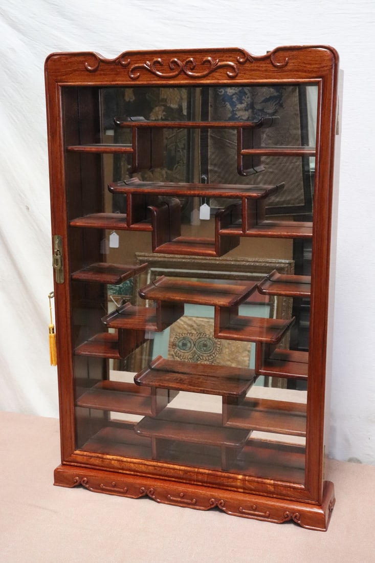 Chinese rosewood wall hanging curio cabinet (1 of 9)