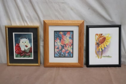 3 framed watercolor paintings by June Robathan