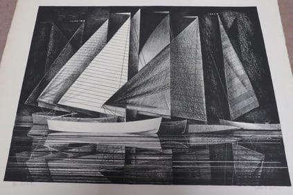 Robert Robathan lithograph "sailboat", signed