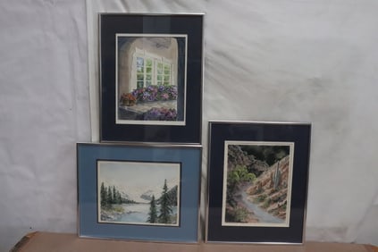 3 large watercolor paintings by June Robathan