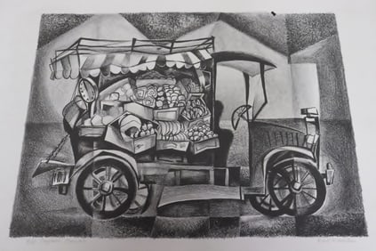 Robert Robathan lithograph "vegetable omnibus", signed