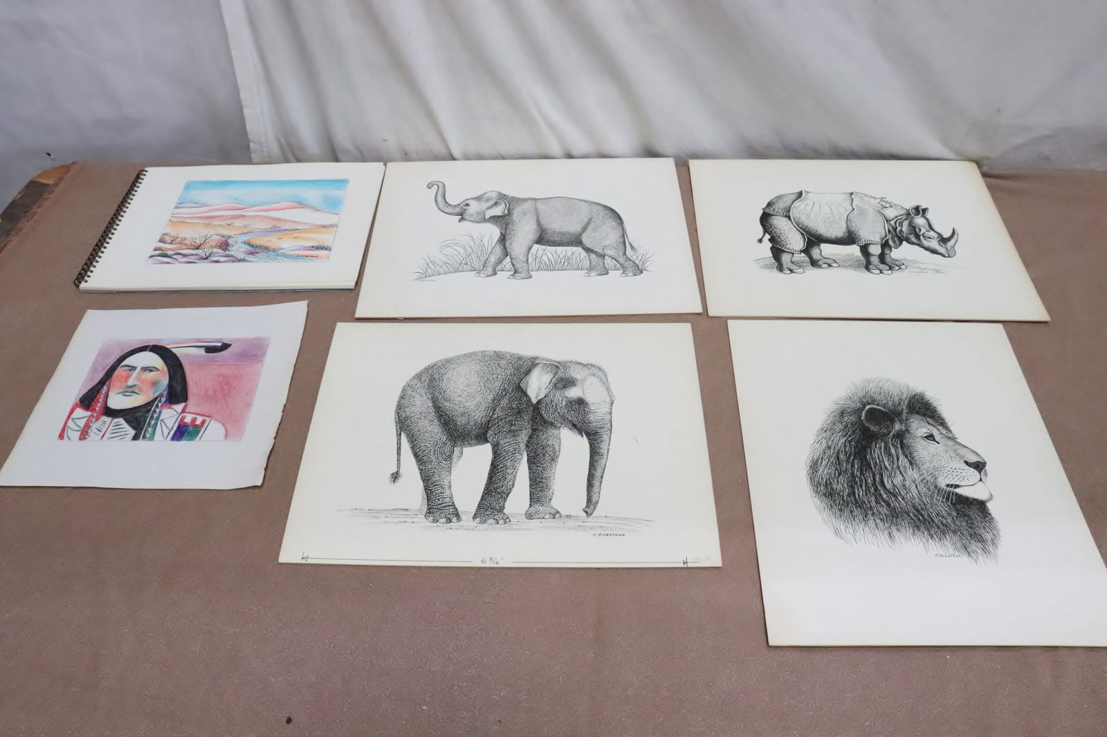 8 drawings by Robert Robathan, & 4 lithograph on panel (1 of 14)