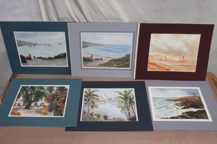 6 watercolor panels by June Robathan