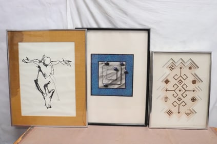 3 etchings/ collage of abstract subject