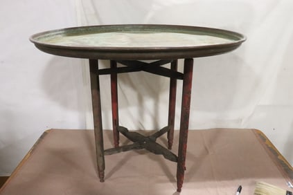 Massive vintage copper platter with stand