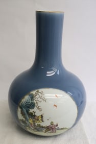 Chinese antique light blue porcelain bottle vase