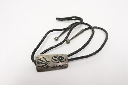 Native American silver bow tie