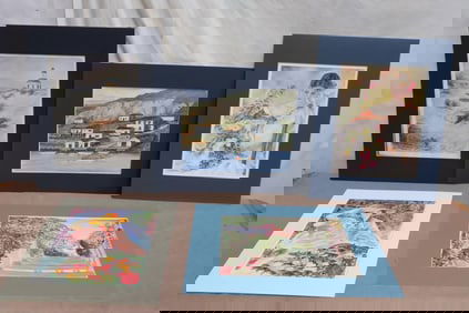 5 watercolor panels by June Robathan