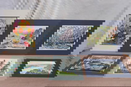 6 watercolor panels by June Robathan