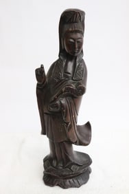 Fine Chinese vintage wood carved Guanyin