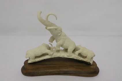 Bone sculpture of elephant group