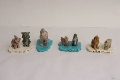 4 native American stone carvings