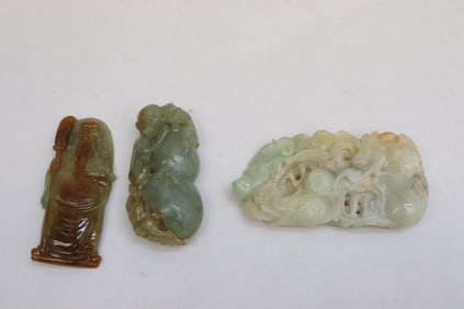 3 Chinese jade carved ornaments