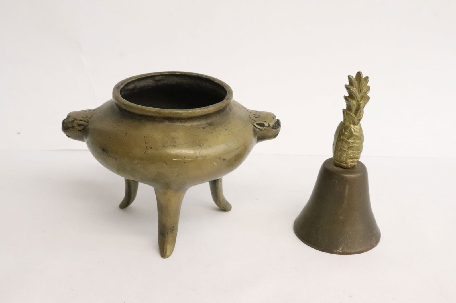 a tripod bronze censer, and a bronze bell (1 of 9)