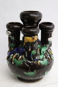 Chinese early 19th c. multi-hole fahua vase, Daoguang period
