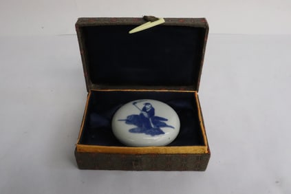 Chinese antique porcelain ink box, Kangxi mark
