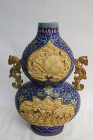 Chinese cloisonne gourd shape vase