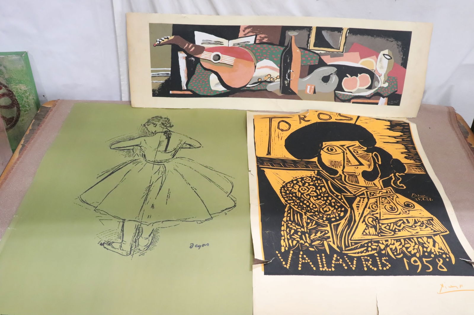 3 etching/ silk screen: 3 etching/ silk screen, edge tear, 34.15"x10.1" - 33.5"x24.85"