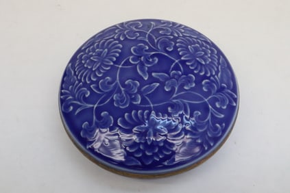 Blue glazed porcelain ink box