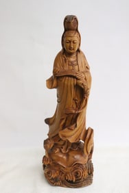 Fine wood carved sculpture of Guanyin
