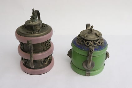 2 Peking glass decorated teapot