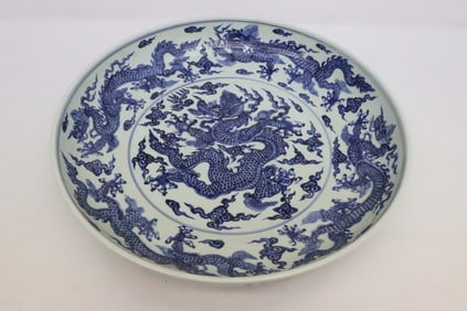 Chinese blue and white porcelain charger