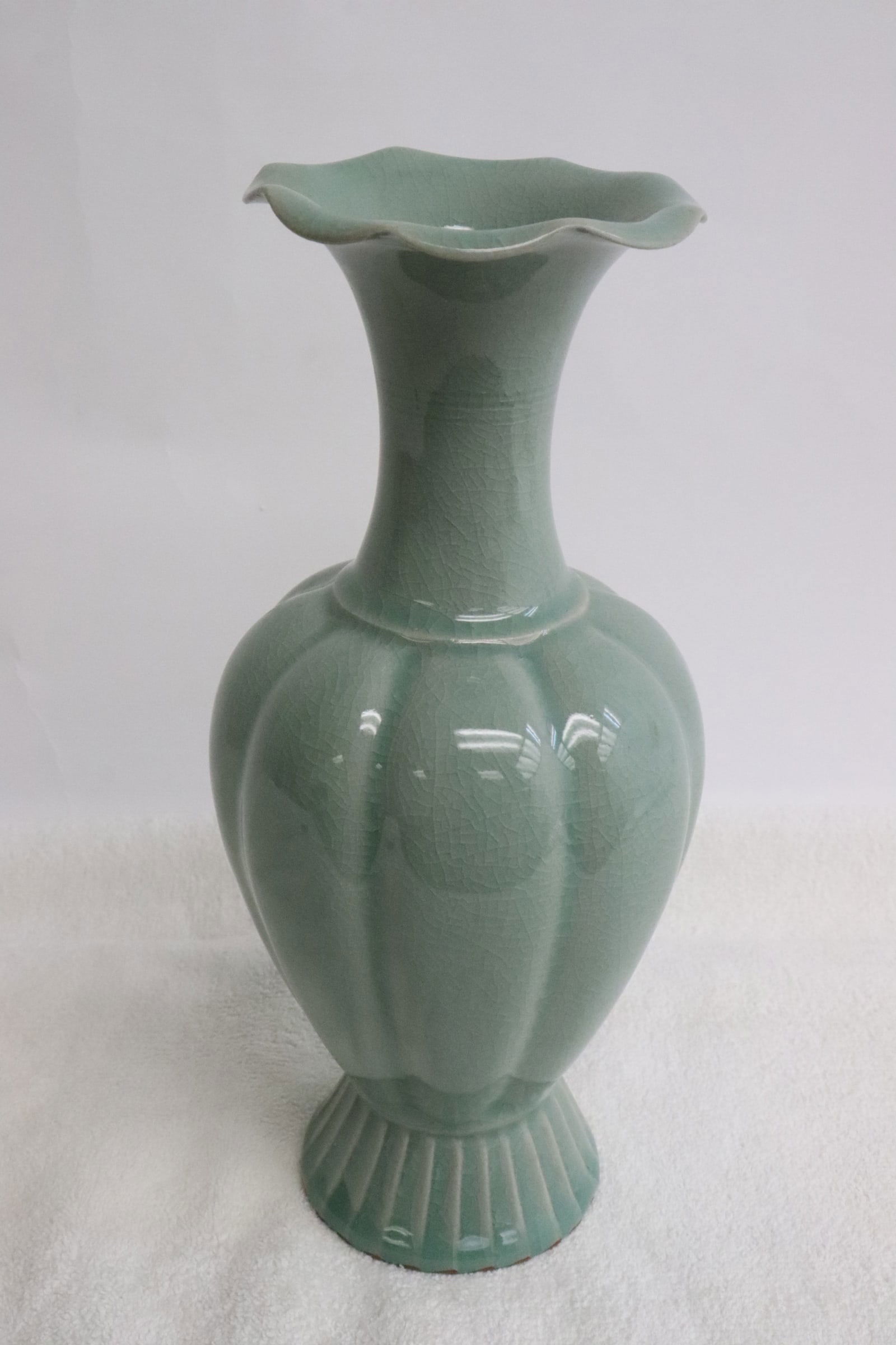 Chinese celadon melon shape vase (1 of 9)