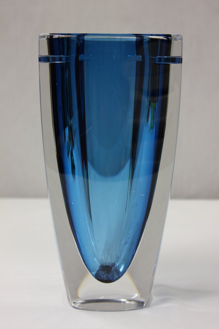 A rare blue crystal art design vase by Waterford