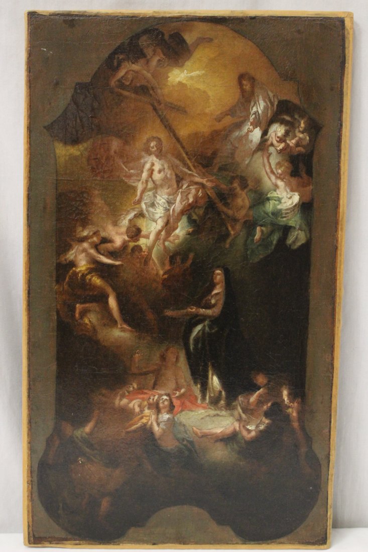 o/c of religious subject, attributed to J. E. Holzer: 18th century preparatory oil painting on canvas depicting religious subject for an altarpiece, attributed to Johann Evangelist Holzer (1709-1740), a similar example was listed in the book "Images and
