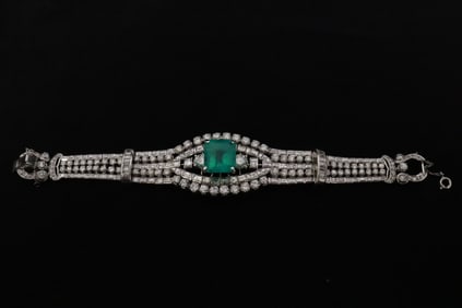 platinum emerald diamond bracelet w/ GIA certificate
