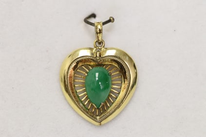 14K rose gold jadeite pendant w/ GIA certificate