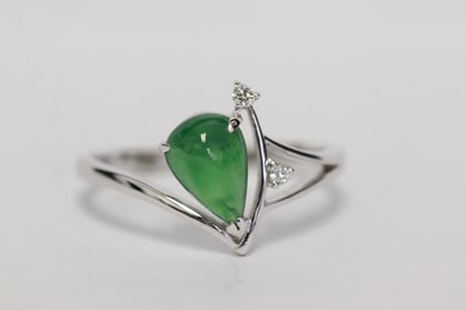 18K W/G jadeite ring w/ GIA report