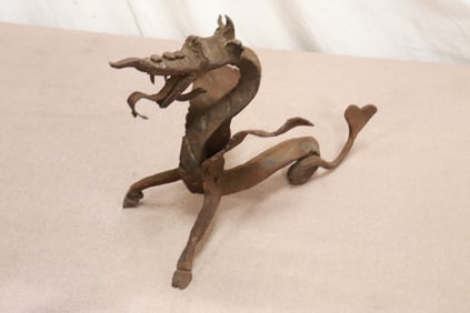 Victorian forged iron sculpture of dragon