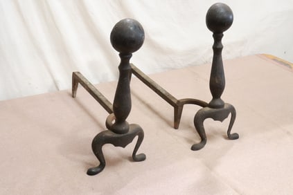 Pair vintage cast iron andirons