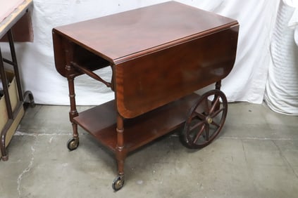 early 20th century Sheraton style inlaid serving cart by Baker