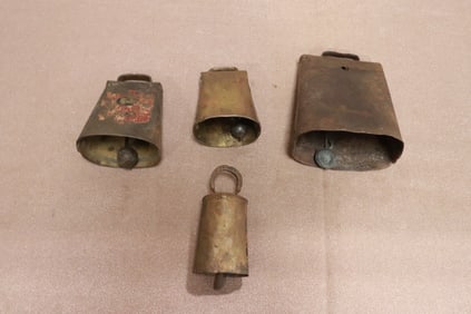 4 vintage cow bells