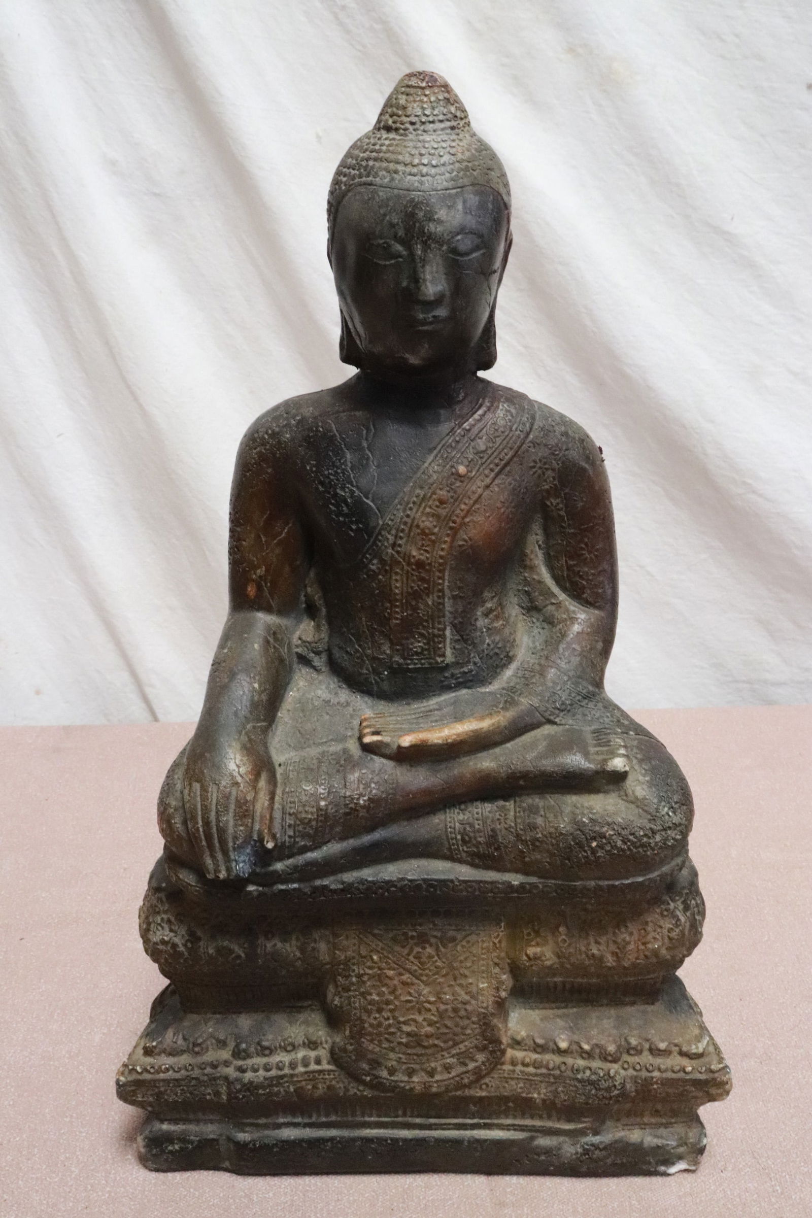 A plaster sculpture of Buddha, repair: A plaster sculpture of Buddha, repair, 16.8"H