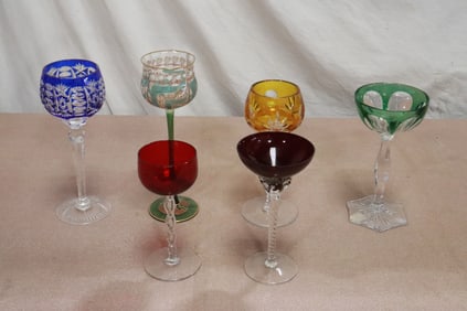 6 fancy crystal wine cups