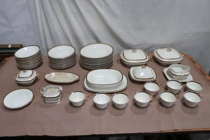 Lot of gilt edge porcelain china set by Crooksville