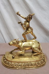 Chinese/ Tibetan 17th c. gilt bronze sculpture, Kangxi period