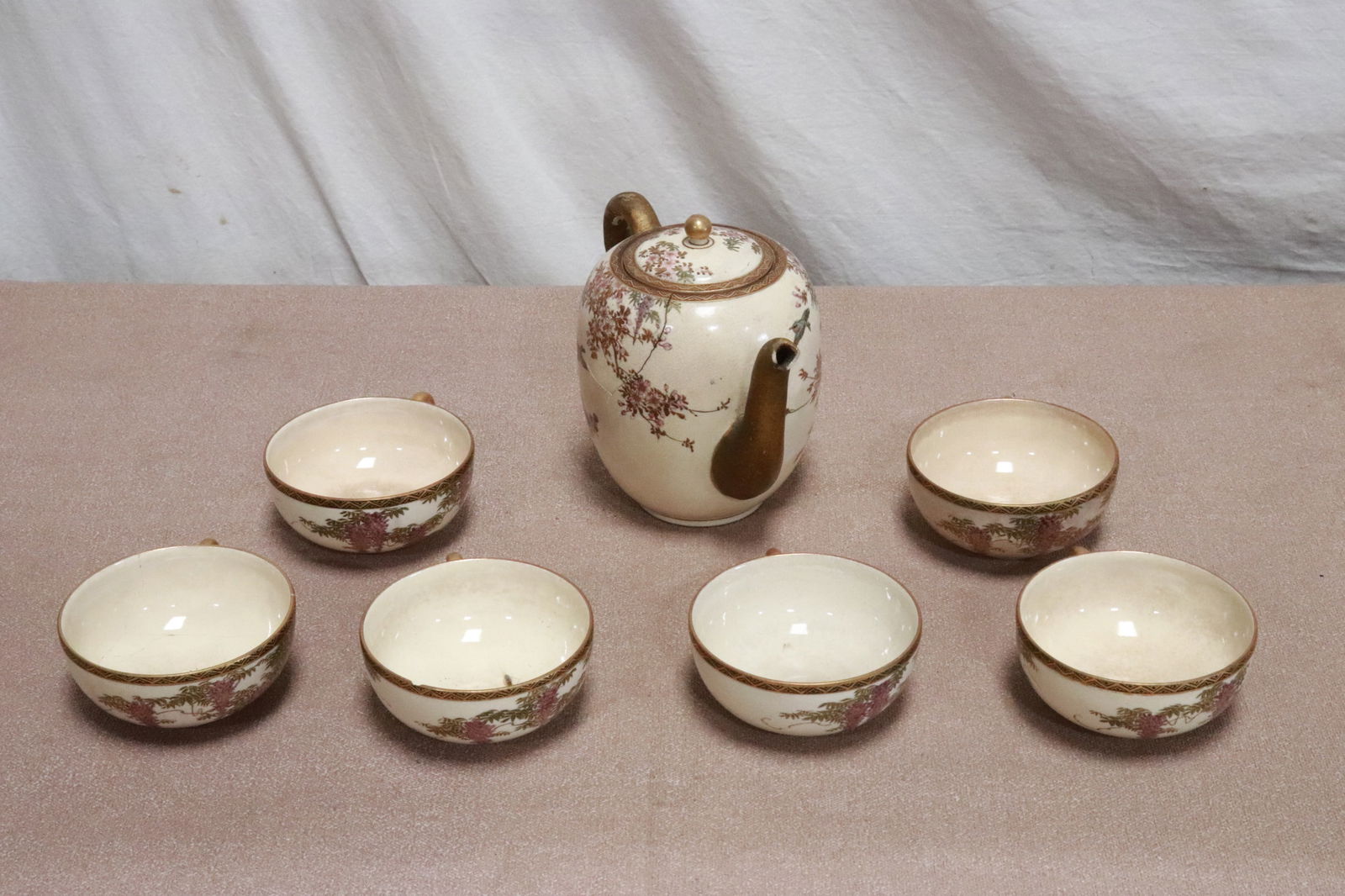 6 pieces Japanese antique satsuma tea set (1 of 10)