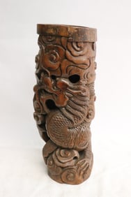 Chinese antique bamboo carved brush holder