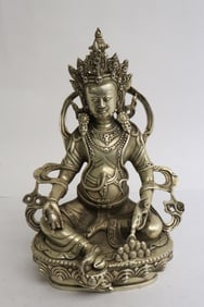 Chinese white bronze sculpture of deity