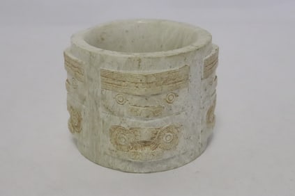 Chinese jade like stone carved cong