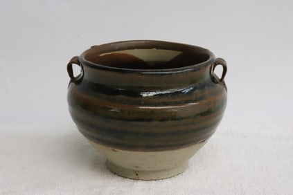 Vintage Chinese brown glazed earthenware jar