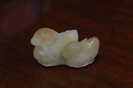 Chinese 19th c. haitian yellow jade carving