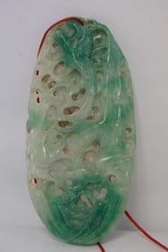 Fine jadeite like stone carved plaque