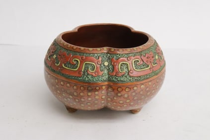 A very fine famille rose porcelain tripod censer